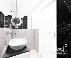 21 - projektowanie i aranżacja łazienki biel czerń kamien naturalny - Wnętrza Toruń Chełmno Ciechocinek