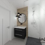 40 - projektowanie łazienki drewno i calacatta Wnętrza Toruń Chełmno Ciechocinek
