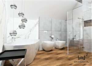 84 projekt łazienki beton calacatta drewno